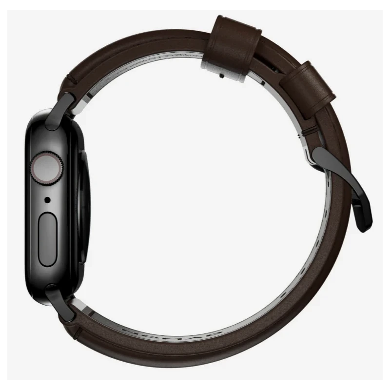 NOMAD Traditional Band skórzany pasek Apple Watch 46mm/49mm skóra Horween (rustic brown, black hardware)