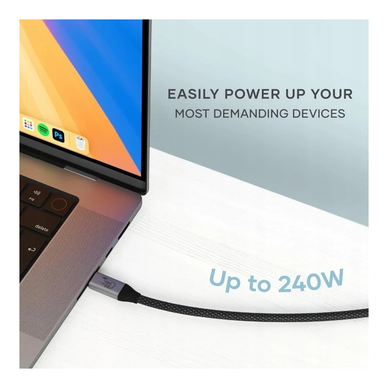 Satechi USB4 V2 Pro Cable kabel USB-C, PD 240W, 120/80 Gbps, 8K / 4K 1,2 m (space gray)