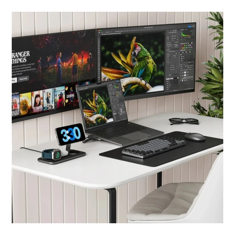 Satechi Qi2 Trio Wireless Charging Pad - magnetyczna ładowarka bezprzewodowa do trzech urządzeń (AppleWatch 5W, AirPods 5W, Qi2 