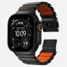 NOMAD elegancka mocna tytanowa bransoleta Apple Watch, Ultra, SE (black titanium, ultra orange FKM)