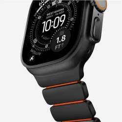 NOMAD elegancka mocna tytanowa bransoleta Apple Watch, Ultra, SE (black titanium, ultra orange FKM)
