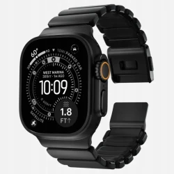 NOMAD elegancka mocna tytanowa bransoleta Apple Watch, Ultra, SE (black titanium, black FKM)