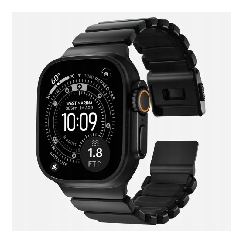 NOMAD Stratos Band - tytanowa bransoleta do Apple Watch 49mm z FKM (black titanium, black FKM)