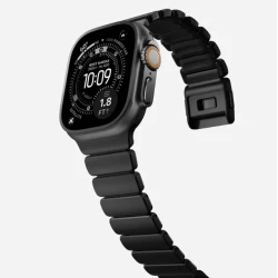 NOMAD elegancka mocna tytanowa bransoleta Apple Watch, Ultra, SE (black titanium, black FKM)