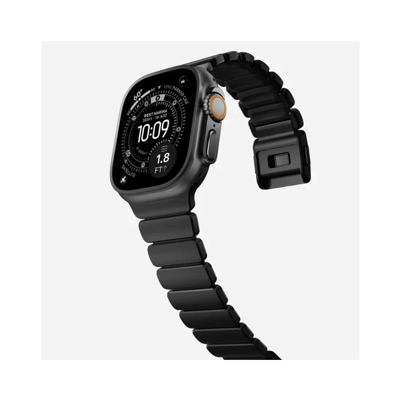 NOMAD Stratos Band - tytanowa bransoleta do Apple Watch 49mm z FKM (black titanium, black FKM)