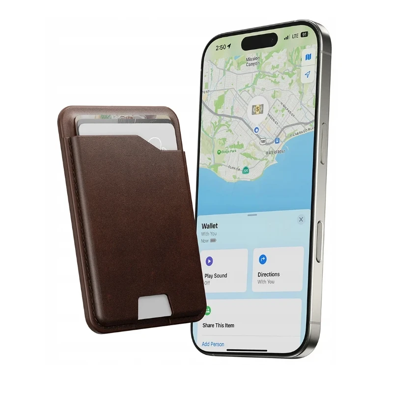 NOMAD Leather Mag Wallet - skórzany portfel kompatybilny z MagSafe oraz Apple Find My (brown)