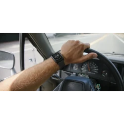 NOMAD stylowy wodoodporny skórzany pasek Apple Watch, Ultra, SE 42mm/49mm (black active leather, black hardware)