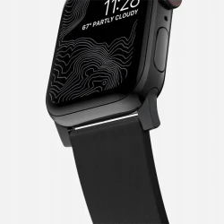 NOMAD stylowy wodoodporny skórzany pasek Apple Watch, Ultra, SE 42mm/49mm (black active leather, black hardware)