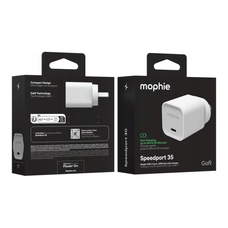 Mophie ROC GaN - ładowarka sieciowa, 1x USB-C, 35W (white)