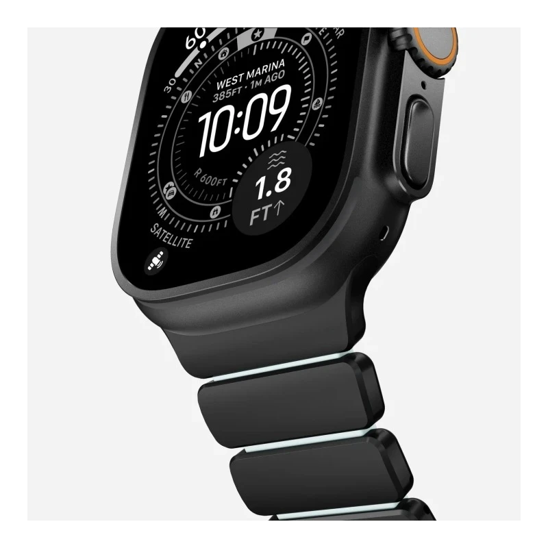 NOMAD Stratos Band - tytanowa bransoleta do Apple Watch 49mm z FKM (black titanium, icy blue glow FKM)