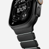 NOMAD elegancka mocna tytanowa bransoleta Apple Watch, Ultra, SE (black titanium, icy blue glow FKM)