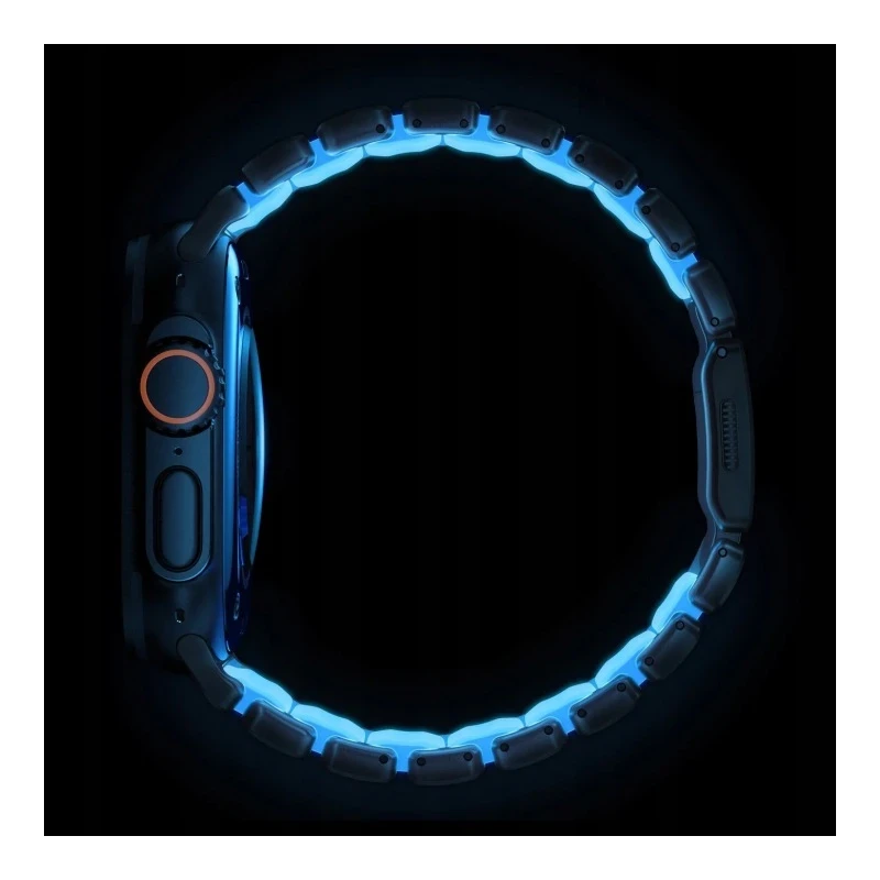 NOMAD Stratos Band - tytanowa bransoleta do Apple Watch 49mm z FKM (black titanium, icy blue glow FKM)