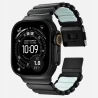 NOMAD elegancka mocna tytanowa bransoleta Apple Watch, Ultra, SE (black titanium, icy blue glow FKM)