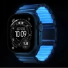 NOMAD elegancka mocna tytanowa bransoleta Apple Watch, Ultra, SE (black titanium, icy blue glow FKM)