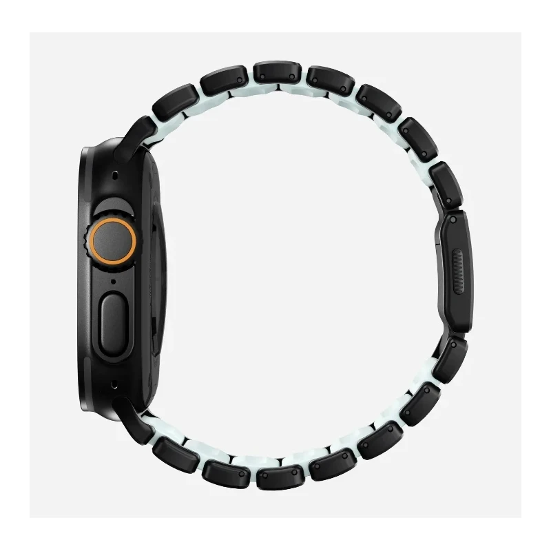 NOMAD Stratos Band - tytanowa bransoleta do Apple Watch 49mm z FKM (black titanium, icy blue glow FKM)