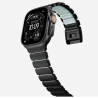 NOMAD elegancka mocna tytanowa bransoleta Apple Watch, Ultra, SE (black titanium, icy blue glow FKM)