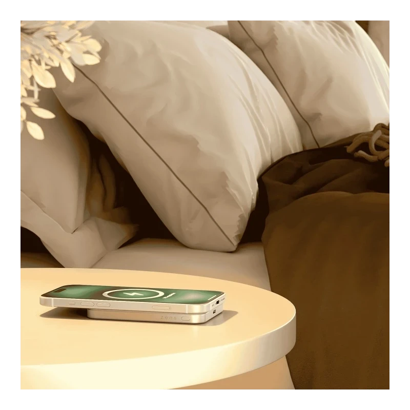 ZENS Slim Qi2 Aluminium Powerbank - magnetyczny powerbank 5000 mAh kompatybilny z MagSafe i Qi2 (white)
