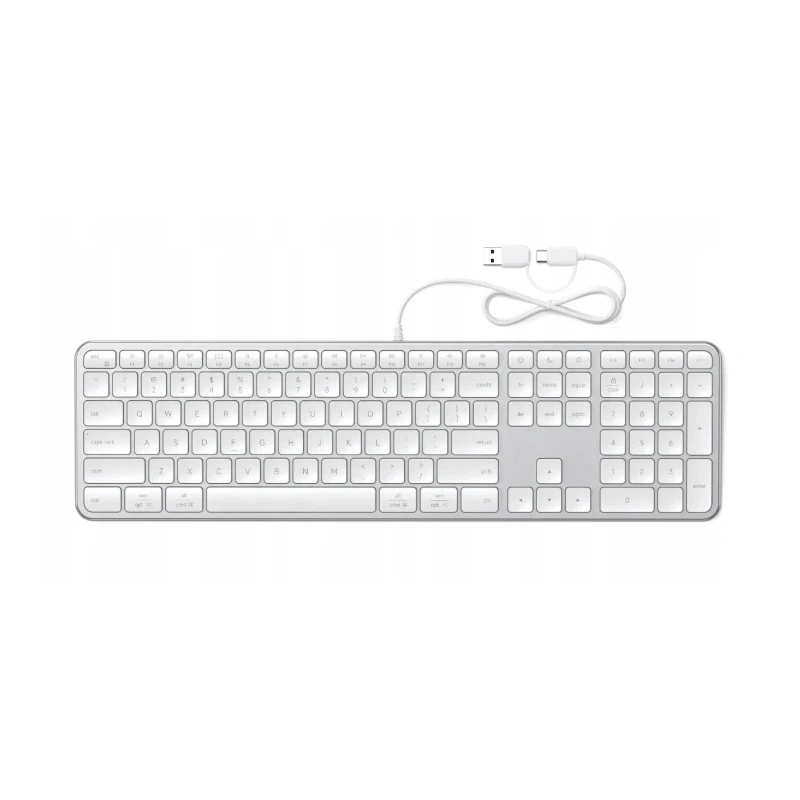 Satechi Slim LX3 Wired klawiatura USB-C/USB-A z układem numerycznym Mac/Win (silver)