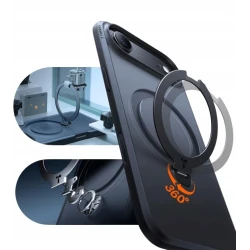 TORRAS Ostand Spin mocne stylowe etui iPhone 17 Air MagSafe podstawka 360° (black)