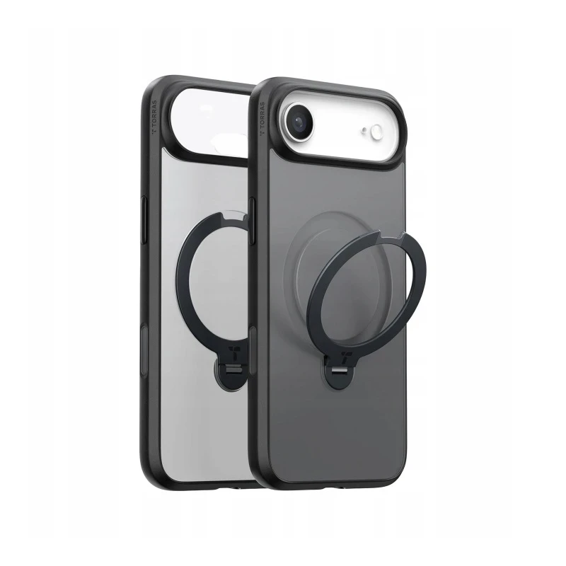 TORRAS Ostand Spin mocne stylowe etui iPhone 17 Air MagSafe podstawka 360° (black)