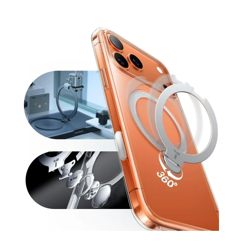 TORRAS Ostand Spin - etui do iPhone 17 Pro Max kompatybilne z MagSafe (clear)