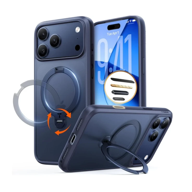 TORRAS Ostand Spin - etui do iPhone 17 Pro Max kompatybilne z MagSafe (midnight blue)