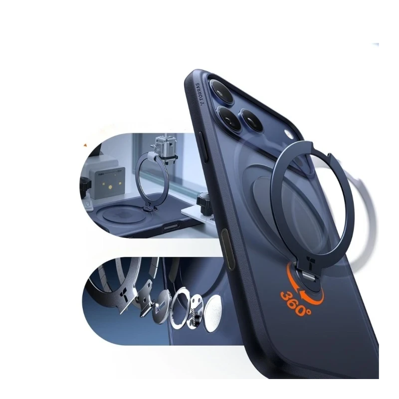 TORRAS Ostand Spin - etui do iPhone 17 Pro kompatybilne z MagSafe (midnight blue)