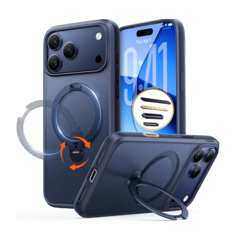 TORRAS Ostand Spin - etui do iPhone 17 Pro kompatybilne z MagSafe (midnight blue)