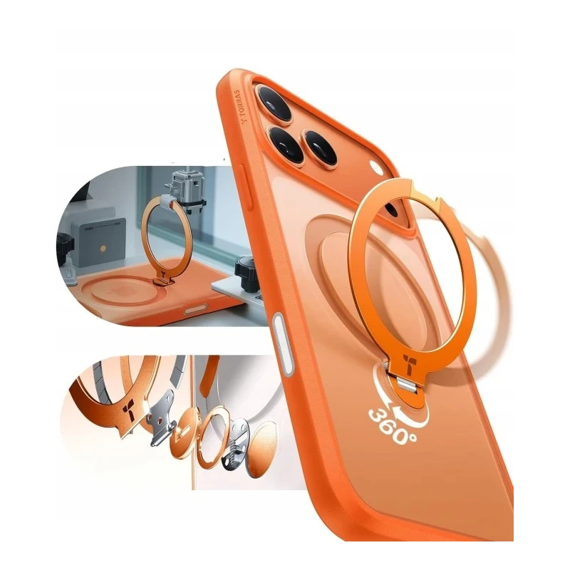 TORRAS Ostand Spin - etui do iPhone 17 Pro Max kompatybilne z MagSafe (energy orange)