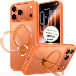 TORRAS Ostand Spin mocne stylowe etui iPhone 17 ProMax MagSafe podstawka360 (energy orange)