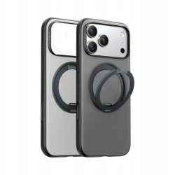 TORRAS Ostand Spin mocne stylowe etui iPhone 17 MagSafe podstawka 360° (black)