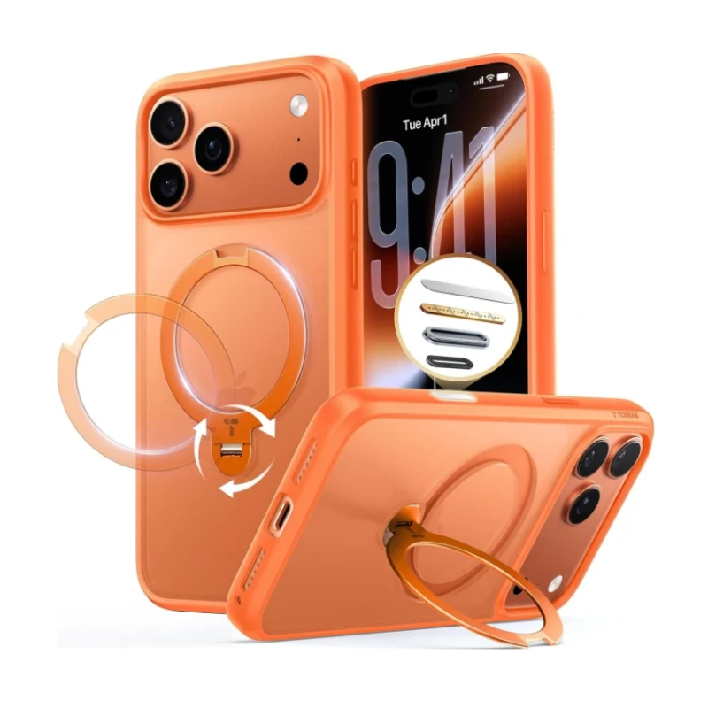 TORRAS Ostand Spin - etui do iPhone 17 Pro kompatybilne z MagSafe (energy orange)