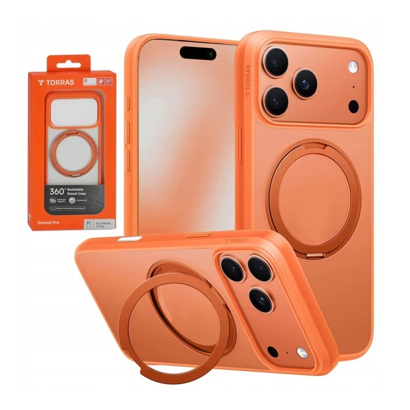 TORRAS Ostand Pro - etui do iPhone 17 Pro kompatybilne z MagSafe (energy orange)