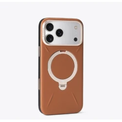 TORRAS QPro Leather etui skóra wegańska iPhone 17 Pro MagSafe podstawka 360 (amber brown)