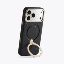 TORRAS QPro Leather etui skóra wegańska iPhone 17 Pro MagSafe podstawka 360 (ivory black)