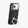 TORRAS QPro Leather etui skóra wegańska iPhone 17 Pro MagSafe podstawka 360 (ivory black)