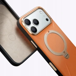 TORRAS QPro Leather etui skóra wegańska iPhone 17 Pro MagSafe podstawka 360 (ivory black)