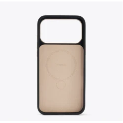 TORRAS QPro Leather etui skóra wegańska iPhone 17 Pro MagSafe podstawka 360 (ivory black)