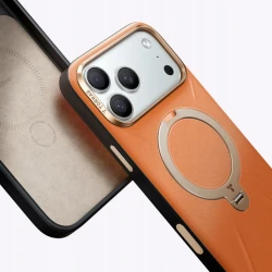 TORRAS QPro Leather etui skóra wegańska iPhone 17 ProMax MagSafe podstawka (pearl gray)