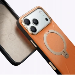 TORRAS QPro Leather etui skóra wegańska iPhone 17 Pro MagSafe podstawka 360 (pearl gray)
