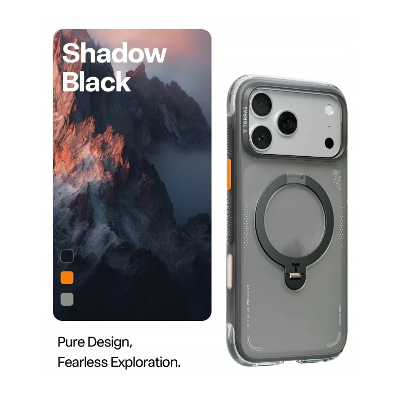 TORRAS Ostand Spin Air - etui do iPhone 17 Pro Max kompatybilne z MagSafe (shadow black)