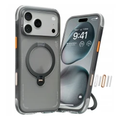 TORRAS Ostand Spin Air odporne etui iPhone 17 Pro Max MagSafe z podstawką (shadow black)