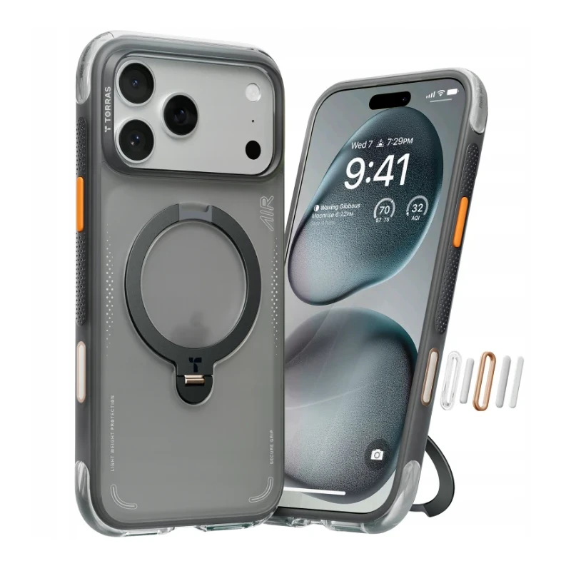 TORRAS Ostand Spin Air - etui do iPhone 17 Pro Max kompatybilne z MagSafe (shadow black)