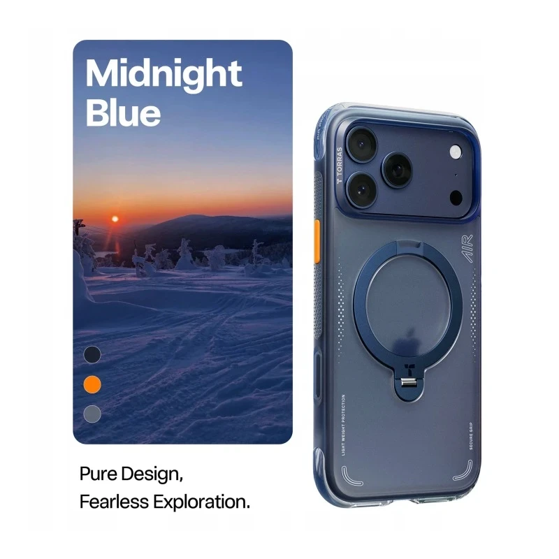 TORRAS Ostand Spin Air - etui do iPhone 17 Pro kompatybilne z MagSafe (midnight blue)