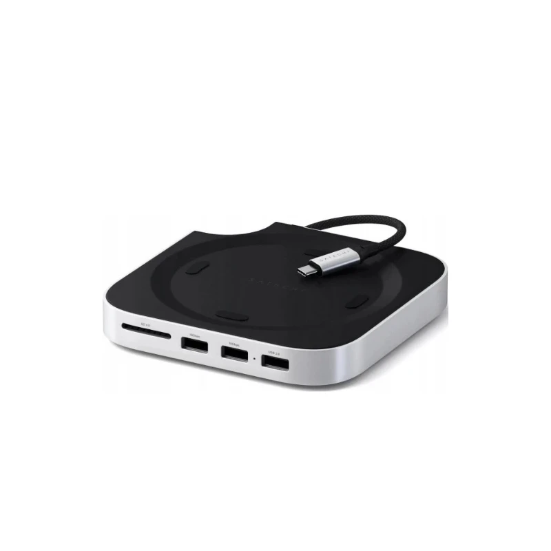 Satechi Mac Mini M4 Stand & Hub SSD - aluminiowa podstawka do Mac Mini z Hub USB-C (host USB-C 3.2 gen. 2, 2x USB-A 3.2 10Gpbs,U