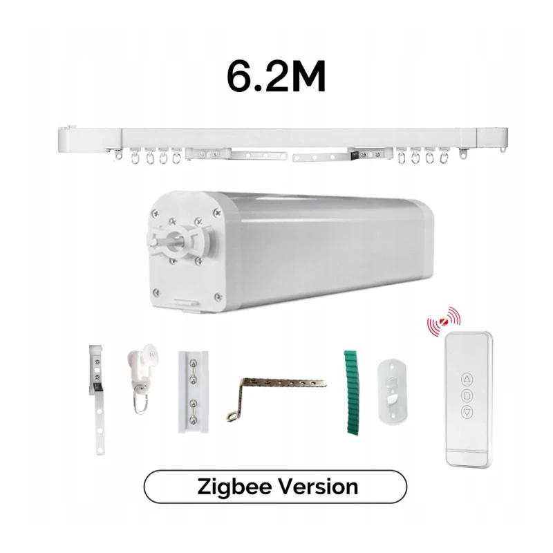 MOES Karnisz elektryczy z silnikiem Zigbee szyna 6,2m, pilot i adapter TUYA