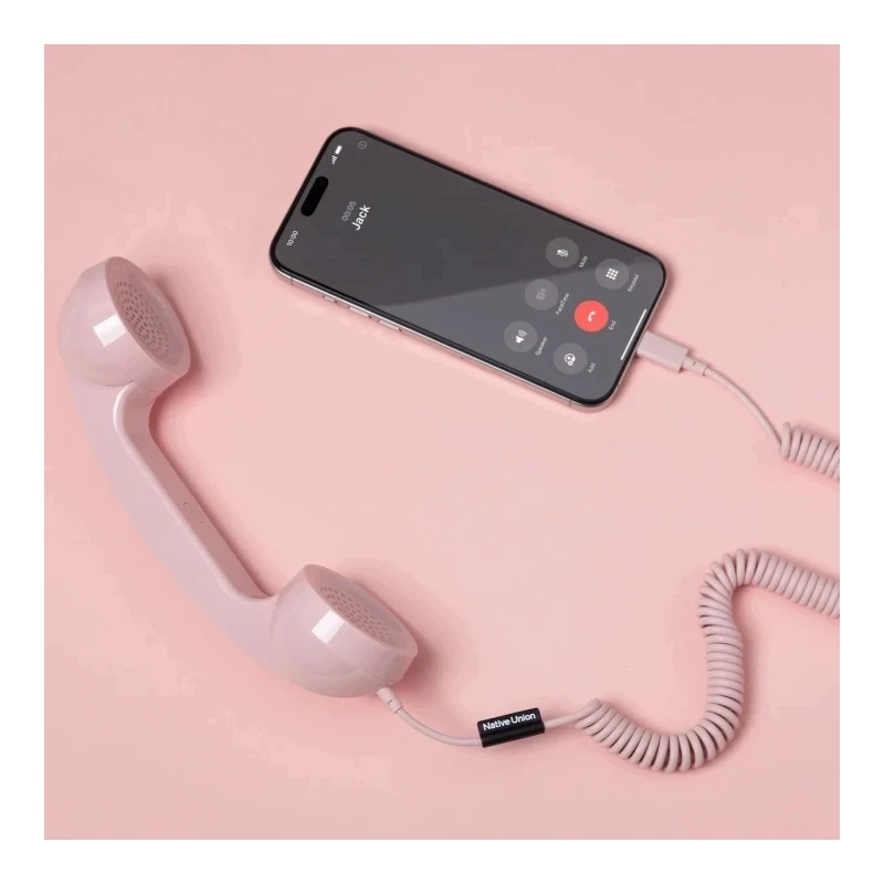Native Union Retro słuchawka telefoniczna odbiera kończy połączenia USB-C (bubble gum)