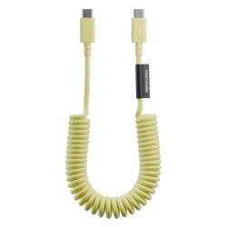 Native Union Pop retro spiralny rozciągliwy kabel USB-C - USB-C, 1,2 m 60W (lemon)
