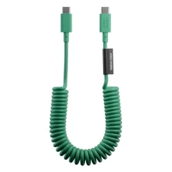 Native Union Pop retro spiralny rozciągliwy kabel USB-C - USB-C, 1,2 m 60W (pine)