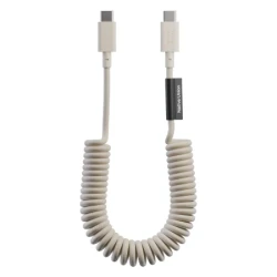 Native Union Pop retro spiralny rozciągliwy kabel USB-C - USB-C, 1,2 m 60W (sandstone)